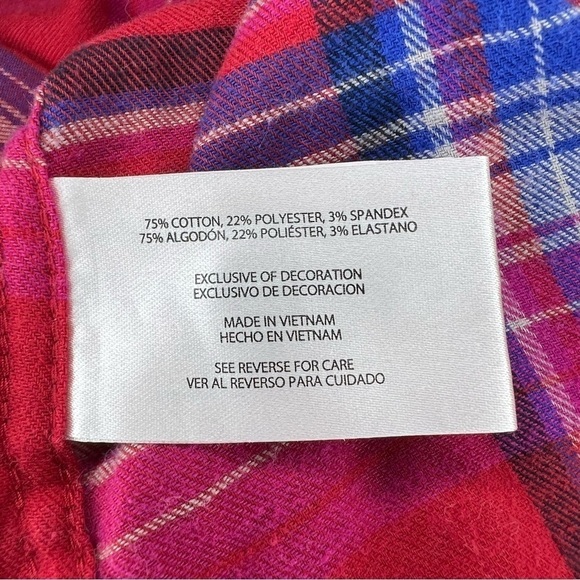 S Orvis Red & Blue Plaid Flannel Button Down Long Sleeve Shirt Small Top 4 6 - Picture 7 of 10